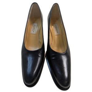 Coach New York Black Leather Block Heel Pumps Made in Italy Women's 7.5B READ